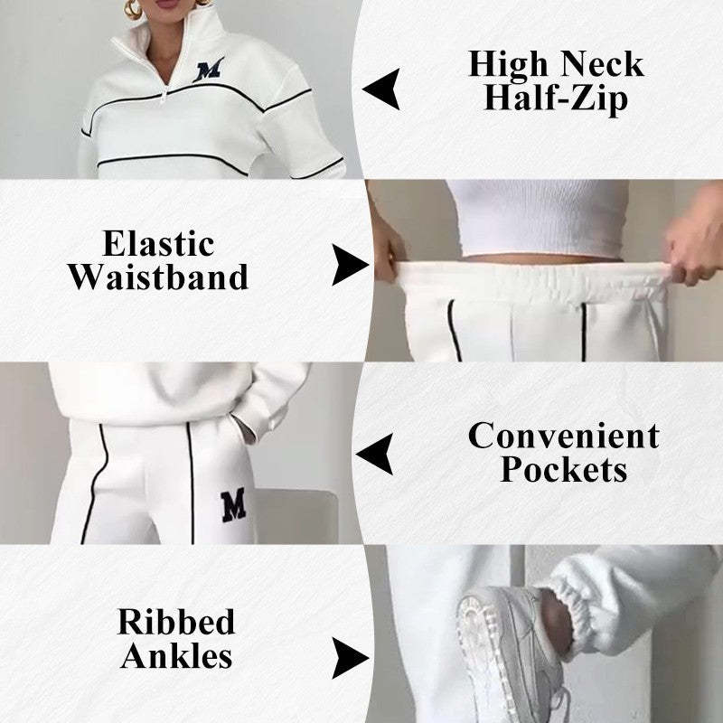 Womens 2 Piece Baggy Fashion Sweatpants With Pockets