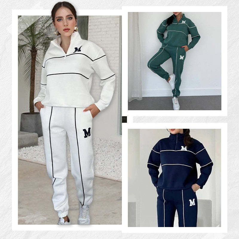 Womens 2 Piece Baggy Fashion Sweatpants With Pockets