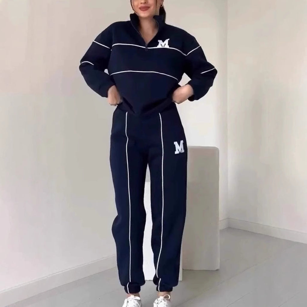 Womens 2 Piece Baggy Fashion Sweatpants With Pockets