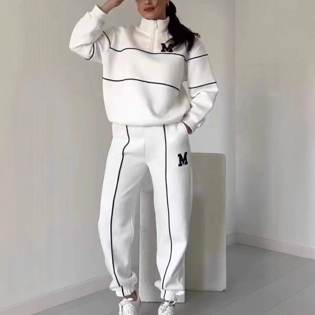 Womens 2 Piece Baggy Fashion Sweatpants With Pockets