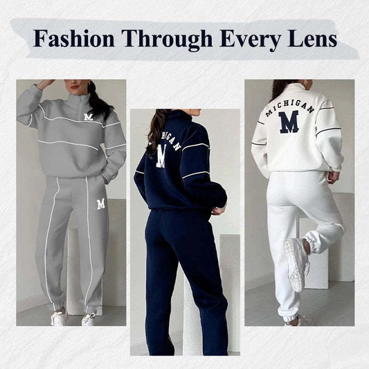 Womens 2 Piece Baggy Fashion Sweatpants With Pockets